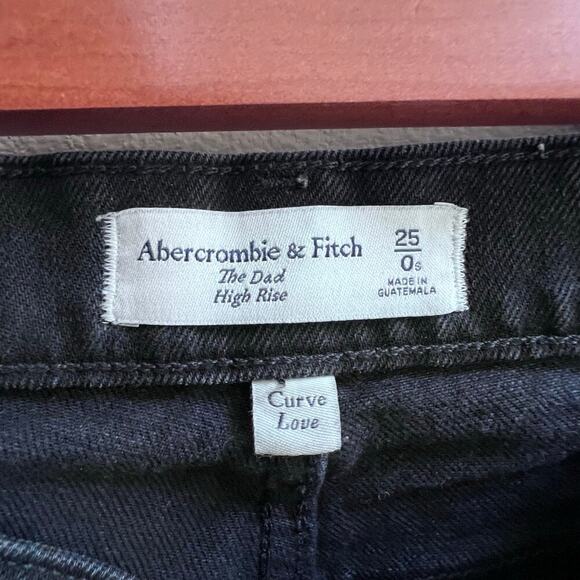Abercrombie & Fitch The Dad High Rise Curve Love Women's Jean Size 25 Black - Picture 7 of 9